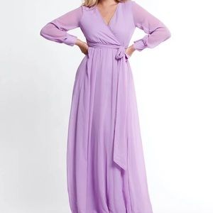 Bump Friendly Lavender Chiffon Maxi Dress